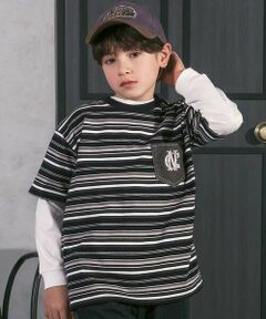 nexchic / ネクシック Tシャツ | ロゴ入り長袖Tシャツ＋マルチボーダー半袖Tシャツセット(110~150cm)