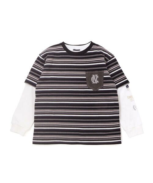 nexchic / ネクシック Tシャツ | ロゴ入り長袖Tシャツ＋マルチボーダー半袖Tシャツセット(110~150cm) | 詳細4