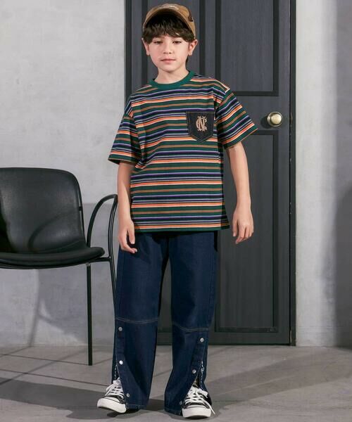 nexchic / ネクシック Tシャツ | ロゴ入り長袖Tシャツ＋マルチボーダー半袖Tシャツセット(110~150cm) | 詳細15