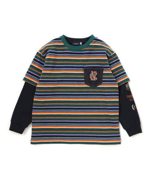nexchic / ネクシック Tシャツ | ロゴ入り長袖Tシャツ＋マルチボーダー半袖Tシャツセット(110~150cm) | 詳細16