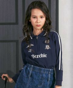 nexchic / ネクシック ポロシャツ | ミニ裏毛ハーフジップロゴ刺しゅうポロシャツ(110~150cm)