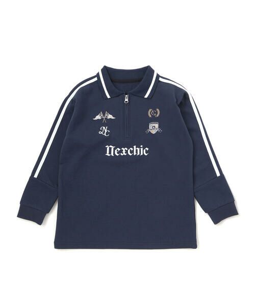nexchic / ネクシック ポロシャツ | ミニ裏毛ハーフジップロゴ刺しゅうポロシャツ(110~150cm) | 詳細3