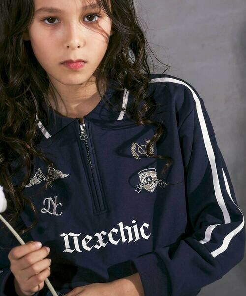 nexchic / ネクシック ポロシャツ | ミニ裏毛ハーフジップロゴ刺しゅうポロシャツ(110~150cm) | 詳細2