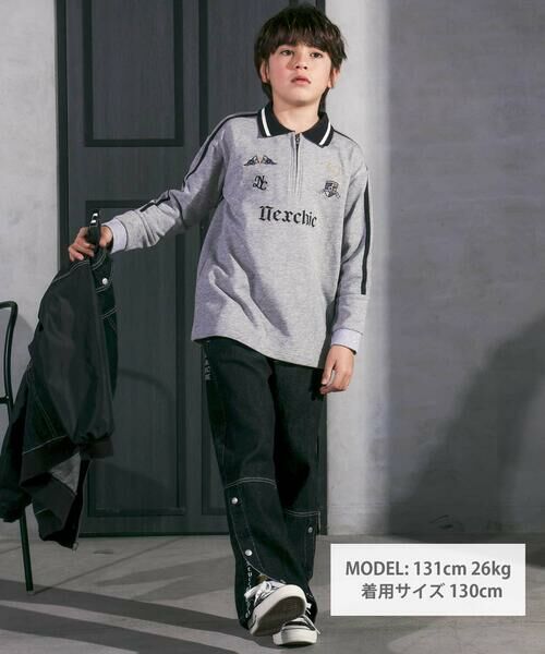 nexchic / ネクシック ポロシャツ | ミニ裏毛ハーフジップロゴ刺しゅうポロシャツ(110~150cm) | 詳細5