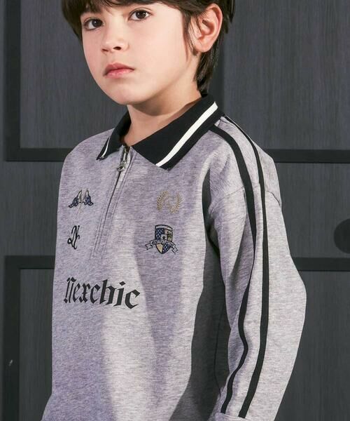 nexchic / ネクシック ポロシャツ | ミニ裏毛ハーフジップロゴ刺しゅうポロシャツ(110~150cm) | 詳細7