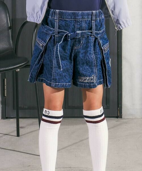 nexchic / ネクシック ショート・ハーフ・半端丈パンツ | ツイルヒョウ柄デニムショートパンツ(110~150cm)（ネイビー系）