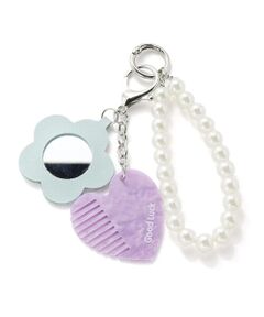 nexchic / ネクシック キーホルダー・ストラップ | ハートフラワーミラー＆ハートコーム付きストラップ