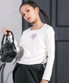 nexchic / ネクシック Tシャツ | スクエアネックサイドギャザーテレコ長袖Tシャツ(110~150cm)