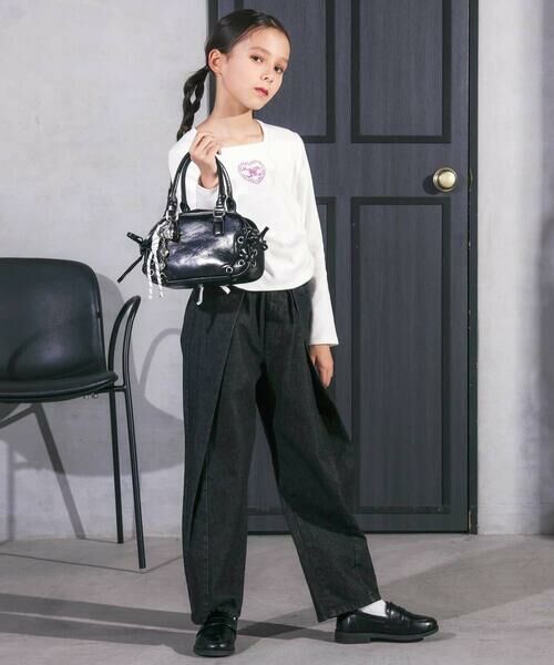 nexchic / ネクシック Tシャツ | スクエアネックサイドギャザーテレコ長袖Tシャツ(110~150cm) | 詳細2