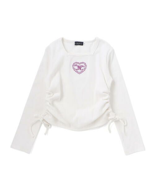 nexchic / ネクシック Tシャツ | スクエアネックサイドギャザーテレコ長袖Tシャツ(110~150cm) | 詳細3