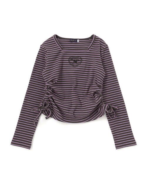 nexchic / ネクシック Tシャツ | スクエアネックサイドギャザーテレコ長袖Tシャツ(110~150cm) | 詳細16