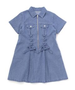 nexchic / ネクシック ミニ丈・ひざ丈ワンピース | プリンセスラインレースアップデニム＆ツイルワンピース(110~150cm)