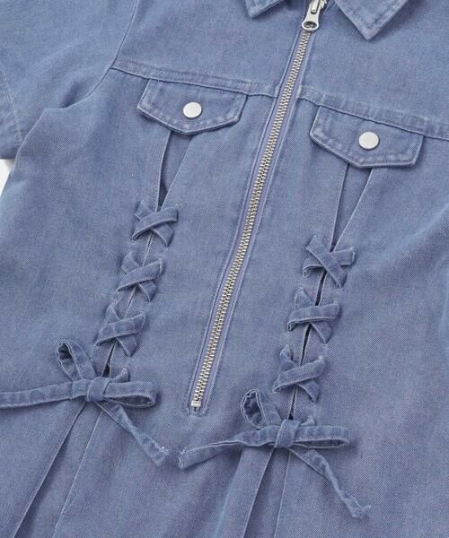 nexchic / ネクシック ミニ丈・ひざ丈ワンピース | プリンセスラインレースアップデニム＆ツイルワンピース(110~150cm) | 詳細4