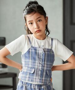 nexchic / ネクシック Tシャツ | チェックビスチェ＋スパンテレコ半袖Ｔシャツセット(110~150cm)