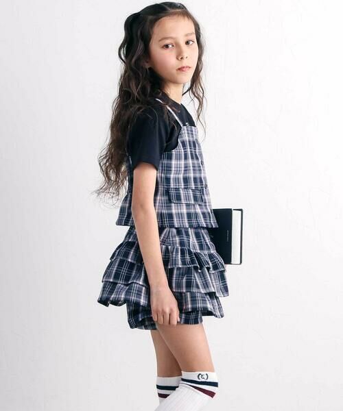 nexchic / ネクシック Tシャツ | チェックビスチェ＋スパンテレコ半袖Ｔシャツセット(110~150cm) | 詳細2