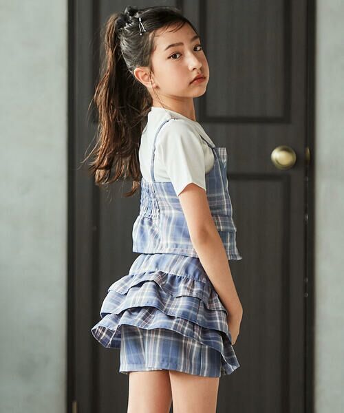nexchic / ネクシック Tシャツ | チェックビスチェ＋スパンテレコ半袖Ｔシャツセット(110~150cm) | 詳細2