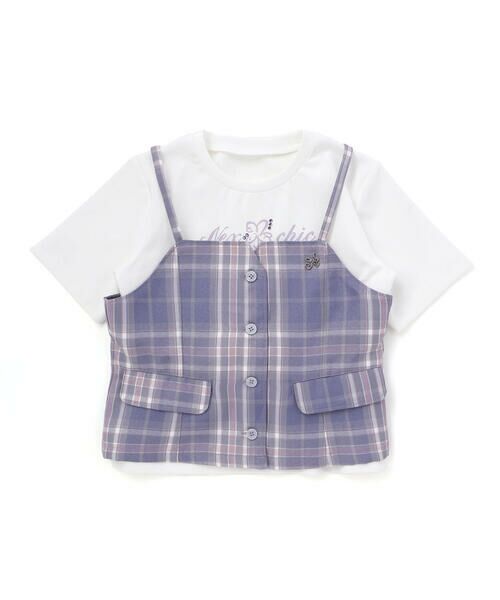 nexchic / ネクシック Tシャツ | チェックビスチェ＋スパンテレコ半袖Ｔシャツセット(110~150cm) | 詳細11