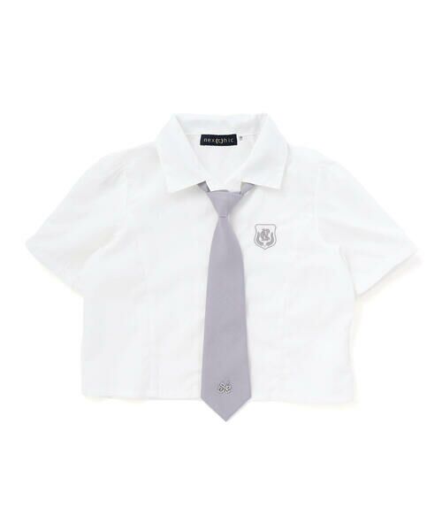 nexchic / ネクシック シャツ・ブラウス | ネクタイ付きブロード半袖シャツ(110~150cm) | 詳細3