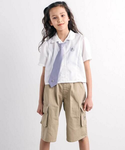 nexchic / ネクシック シャツ・ブラウス | ネクタイ付きブロード半袖シャツ(110~150cm) | 詳細1