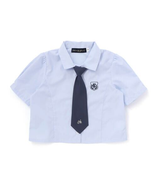 nexchic / ネクシック シャツ・ブラウス | ネクタイ付きブロード半袖シャツ(110~150cm) | 詳細9