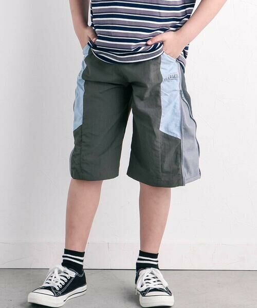 nexchic / ネクシック ショート・ハーフ・半端丈パンツ | サイドメッシュ切り替えタフタ6分丈パンツ(110~150cm)（ブラック）