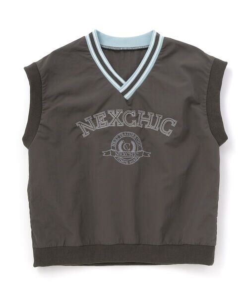 nexchic / ネクシック ベスト | Vネックタフタプルオーバーベスト(110~150cm)（ブラック）