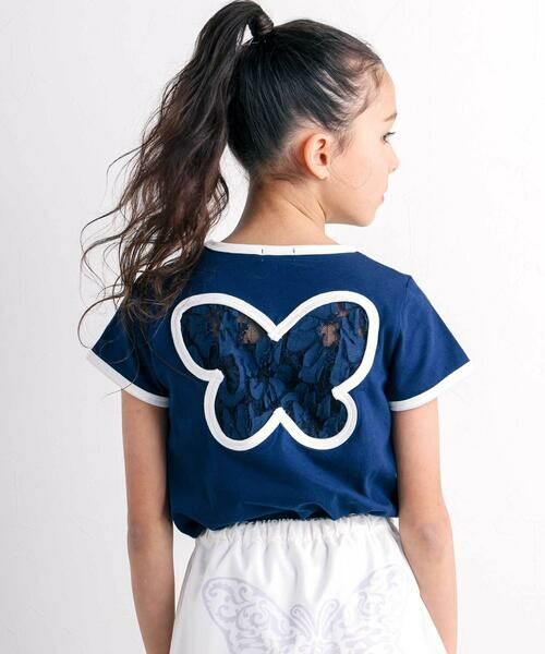 nexchic / ネクシック Tシャツ | バック蝶々レース天竺半袖Tシャツ(110~150cm) | 詳細12