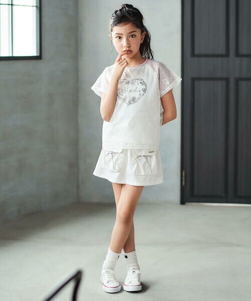 nexchic / ネクシック Tシャツ | チュールレイヤード天竺半袖Tシャツ(110~150cm) | 詳細3