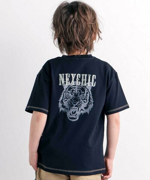 nexchic / ネクシック Tシャツ | 切り替えビッグシルエット半袖Tシャツ(110~150cm)（ブラック）