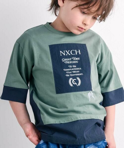 nexchic / ネクシック Tシャツ | タフタ切り替え天竺半袖Tシャツ(110~150cm) | 詳細3