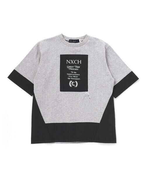 nexchic / ネクシック Tシャツ | タフタ切り替え天竺半袖Tシャツ(110~150cm)（グレー）