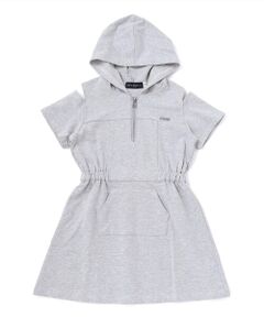 nexchic / ネクシック ミニ丈・ひざ丈ワンピース | フルジップ肩あきフードワンピース(110~150cm)