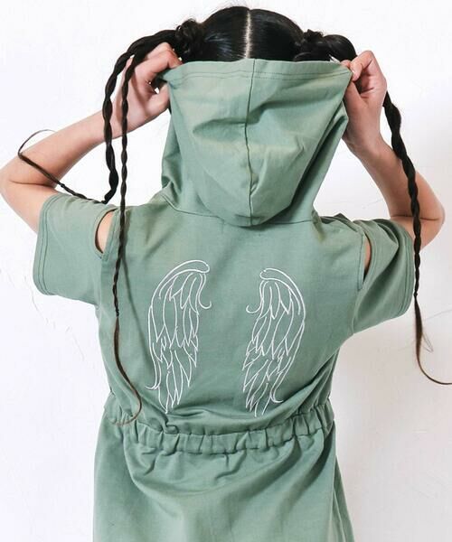 nexchic / ネクシック ミニ丈・ひざ丈ワンピース | フルジップ肩あきフードワンピース(110~150cm) | 詳細4