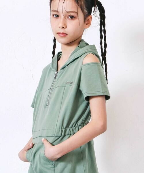 nexchic / ネクシック ミニ丈・ひざ丈ワンピース | フルジップ肩あきフードワンピース(110~150cm) | 詳細5