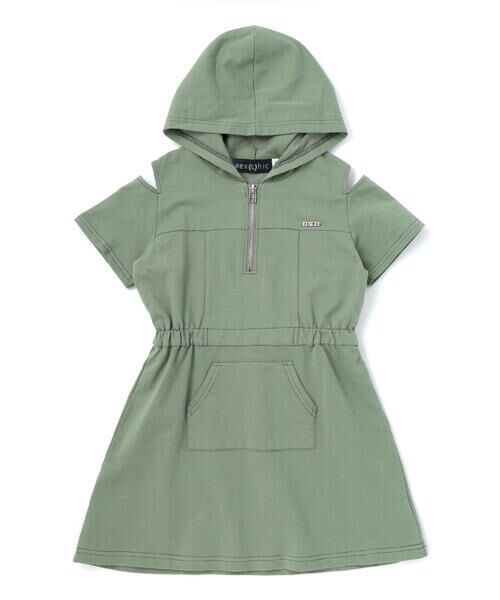 nexchic / ネクシック ミニ丈・ひざ丈ワンピース | フルジップ肩あきフードワンピース(110~150cm) | 詳細6