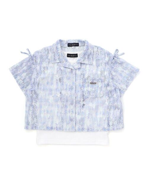 nexchic / ネクシック Tシャツ | 肩あきタイダイレースシャツ＋タンクトップセット(110~150cm)（ブルー系）