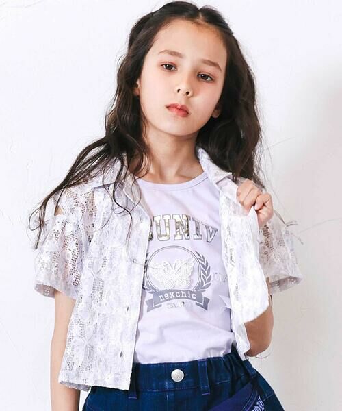 nexchic / ネクシック Tシャツ | 肩あきタイダイレースシャツ＋タンクトップセット(110~150cm)（パープル系）