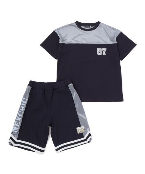 nexchic / ネクシック その他トップス | サイド切り替えサテンラインジャージ上下セット(110~150cm)（ネイビー）