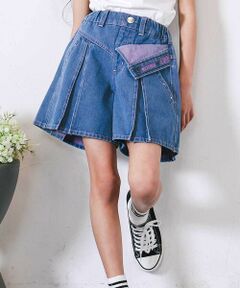 nexchic / ネクシック ショート・ハーフ・半端丈パンツ | レイヤードタックデニムショートパンツ(110~150cm)