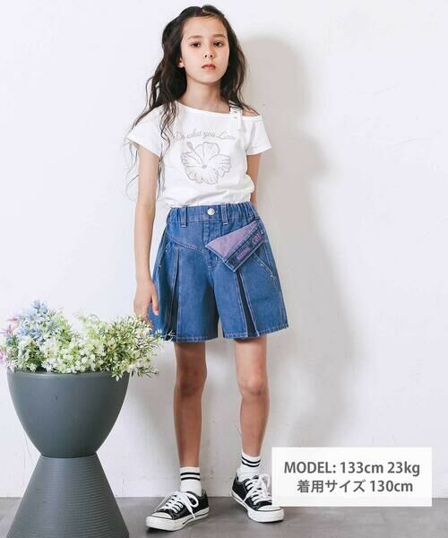 nexchic / ネクシック ショート・ハーフ・半端丈パンツ | レイヤードタックデニムショートパンツ(110~150cm) | 詳細1