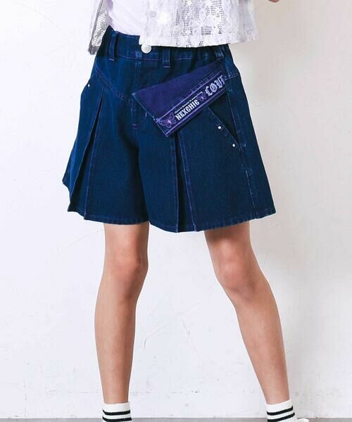 nexchic / ネクシック ショート・ハーフ・半端丈パンツ | レイヤードタックデニムショートパンツ(110~150cm)（パープル）