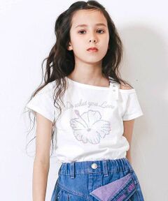 nexchic / ネクシック Tシャツ | ベルトアクセント・ワンショルダー天竺Tシャツ(110~150cm)