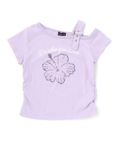 nexchic / ネクシック Tシャツ | ベルトアクセント・ワンショルダー天竺Tシャツ(110~150cm)（パープル）