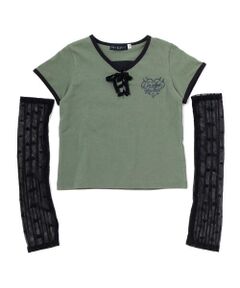 nexchic / ネクシック Tシャツ | レースアップTシャツ＆レースアームカバーセット(110~150cm)