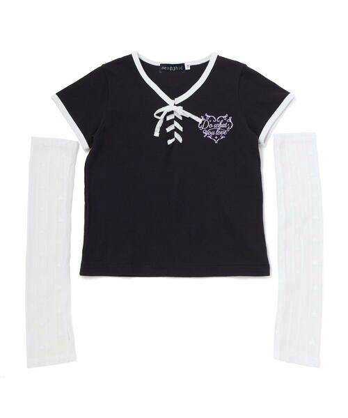 nexchic / ネクシック Tシャツ | レースアップTシャツ＆レースアームカバーセット(110~150cm) | 詳細7