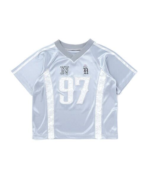 nexchic / ネクシック Tシャツ | レースロゴパッチサテンユニフォーム半袖Tシャツ(110~150cm) | 詳細13