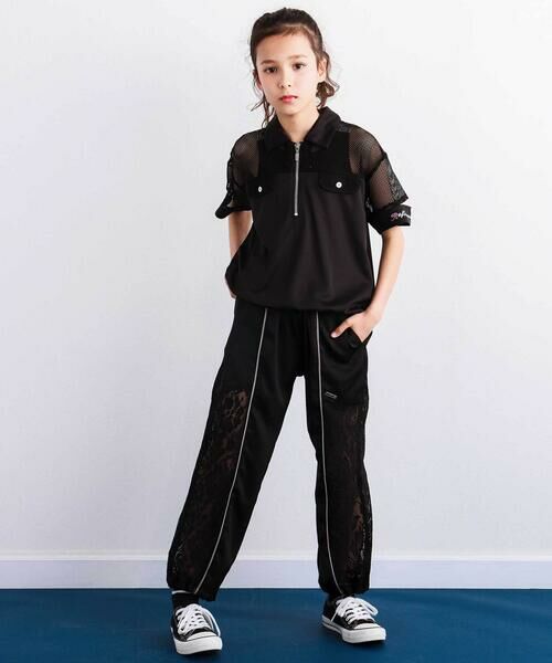 nexchic / ネクシック ショート・ハーフ・半端丈パンツ | サイド切り替えレースラインサテンパンツ(110~150cm) | 詳細1