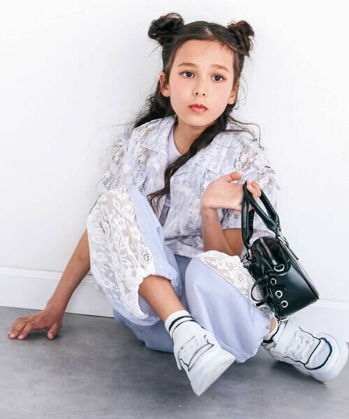 nexchic / ネクシック ショート・ハーフ・半端丈パンツ | サイド切り替えレースラインサテンパンツ(110~150cm) | 詳細9