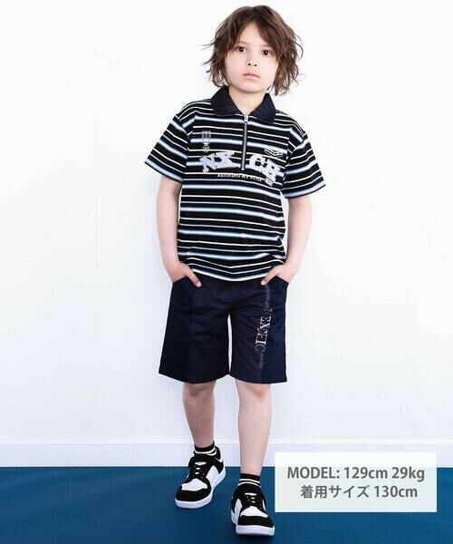 nexchic / ネクシック ショート・ハーフ・半端丈パンツ | フロント切り替えロゴ刺しゅうツイルハーフパンツ(110~150cm) | 詳細1