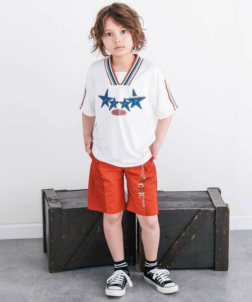 nexchic / ネクシック ショート・ハーフ・半端丈パンツ | フロント切り替えロゴ刺しゅうツイルハーフパンツ(110~150cm) | 詳細16